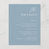 Elegant Calligraphy Dusty Blue Wedding Details Informatiekaartje (Voorkant)
