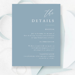 Elegant Calligraphy Dusty Blue Wedding Details Informatiekaartje