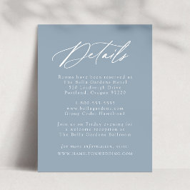 Elegant Calligraphy Dusty Blue Wedding Details Informatiekaartje