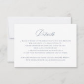 Elegant Calligraphy Dusty Blue Wedding Details Kaart (Voorkant)