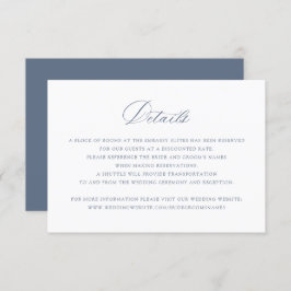 Elegant Calligraphy Dusty Blue Wedding Details Kaart