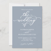 Elegant Calligraphy Dusty Blue Wedding Magnetische Uitnodiging (Voorkant)