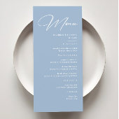 Elegant Calligraphy Dusty Blue Wedding Menu