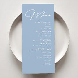 Elegant Calligraphy Dusty Blue Wedding Menu