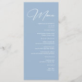 Elegant Calligraphy Dusty Blue Wedding Menu (Voorkant)