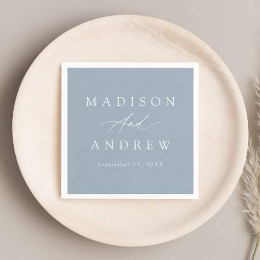 Elegant Calligraphy Dusty Blue Wedding Servet