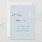 Elegant Calligraphy Dusty Blue White Gray Wedding Kaart (Voorkant)