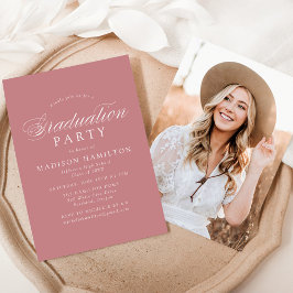 Elegant Calligraphy Dusty Roos Photo Afstuderen Kaart