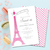 Elegant Calligraphy Eiffel Paris Minimal Sweet 16 Kaart