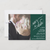 Elegant Calligraphy Emerald 2 Pane Photo Wedding Save The Date (Voorkant)