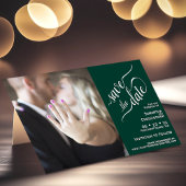 Elegant Calligraphy Emerald 2 Pane Photo Wedding Save The Date