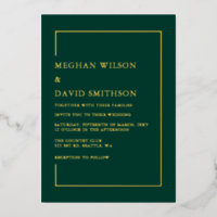 Elegant Calligraphy Emerald Green Gold Wedding