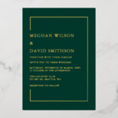 Elegant Calligraphy Emerald Green Gold Wedding Folie Uitnodiging (Voorkant)