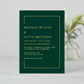 Elegant Calligraphy Emerald Green Gold Wedding Folie Uitnodiging (Staand Voorkant)