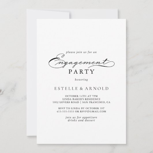 Elegant Calligraphy Engagement Party Kaart (Voorkant)