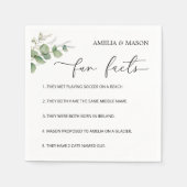 Elegant Calligraphy Eucalyptus  Fun Facts Wedding Servet (Voorkant)