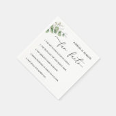 Elegant Calligraphy Eucalyptus  Fun Facts Wedding Servet (Hoek)