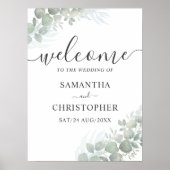 Elegant Calligraphy & Eucalyptus Welcome Wedding Poster (Voorkant)
