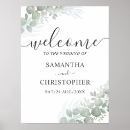 Elegant Calligraphy & Eucalyptus Welcome Wedding Poster