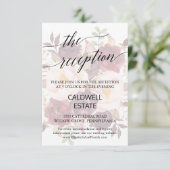 Elegant Calligraphy Faded Floral Reception Kaart (Staand voorkant)