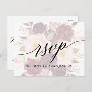 Elegant Calligraphy Faded Floral Song Request RSVP Uitnodiging Briefkaart