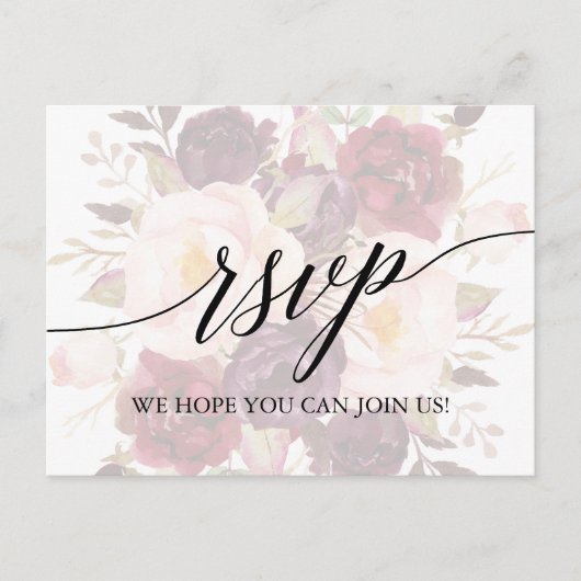 Elegant Calligraphy Faded Floral Song Request RSVP Uitnodiging Briefkaart (Voorkant)