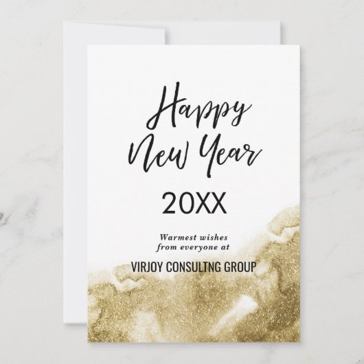 Elegant Calligraphy Festive Gold Glitter Business Feestdagenkaart (Voorkant)