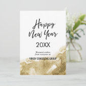 Elegant Calligraphy Festive Gold Glitter Business Feestdagenkaart (Staand voorkant)