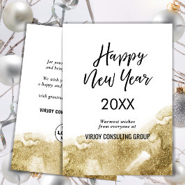 Elegant Calligraphy Festive Gold Glitter Business Feestdagenkaart