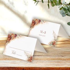 Elegant Calligraphy Floral Boho Wedding Place Card Kaart