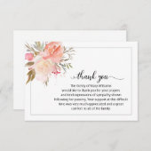 Elegant Calligraphy Floral Funeral Dank je Bedankkaart (Voorkant / Achterkant)