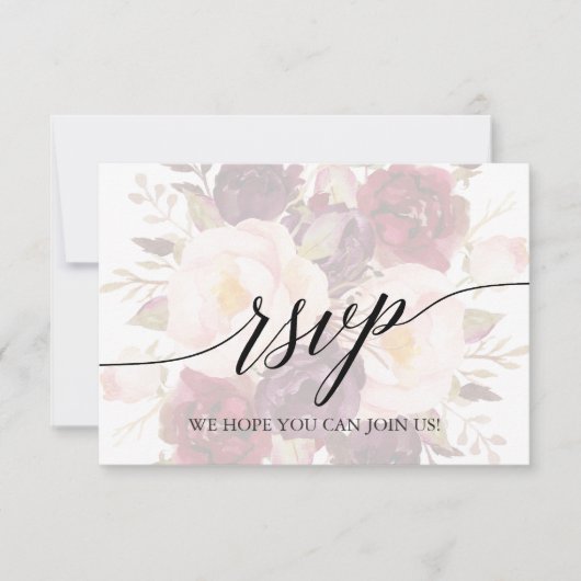 Elegant Calligraphy Floral Menu Choice RSVP Card (Voorkant)