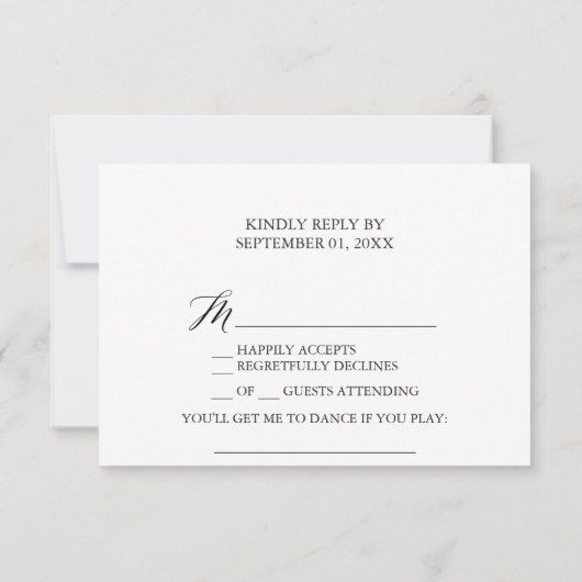 Elegant Calligraphy Floral Song Request RSVP Card (Achterkant)