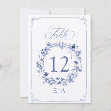 Elegant Calligraphy Floral Wreath Table Number