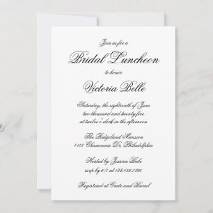 Elegant Calligraphy Formal Bridal Luncheon Kaart