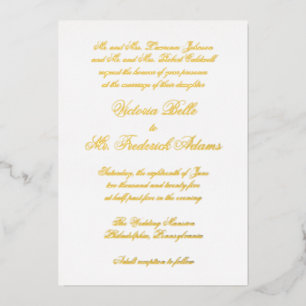 Elegant Calligraphy Formal Wedding Gold Folie Uitnodiging