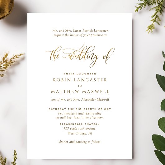Elegant Calligraphy Formal Wedding Kaart