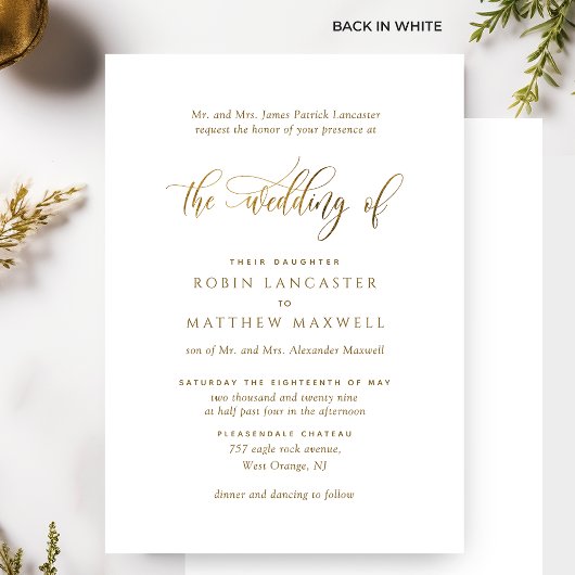 Elegant Calligraphy Formal Wedding Kaart