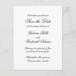 Elegant Calligraphy Formal Wedding Save the Date Aankondigingskaart
