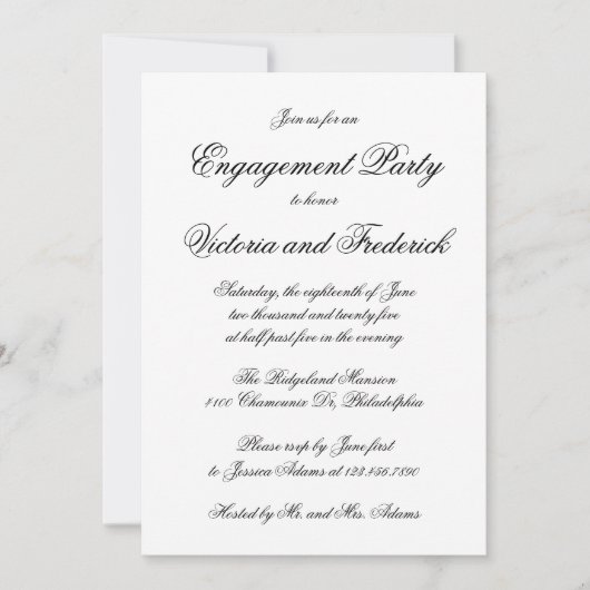 Elegant Calligraphy Formele Engagement Party Kaart (Voorkant)