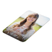 Elegant Calligraphy Foto Afstuderen Announement Magneet (Linkerzijde)