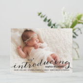 Elegant Calligraphy Full Photo Birth Announounding Aankondiging (Staand voorkant)