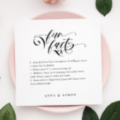 Elegant Calligraphy Fun Facts Wedding Napkins Servet