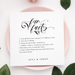 Elegant Calligraphy Fun Facts Wedding Napkins Servet