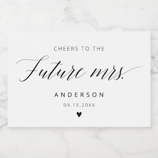 Elegant Calligraphy Future Mrs. Vrijgezellenfeest Sparkling Wijnetiket (Enkel label)