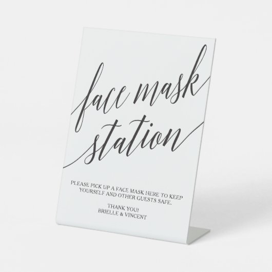 Elegant Calligraphy Gezichtsmaskerstation Evenemen Reclamebord Met Voetstuk (Voorkant)