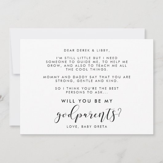 Elegant calligraphy Godparent proposal card Kaart (Voorkant)
