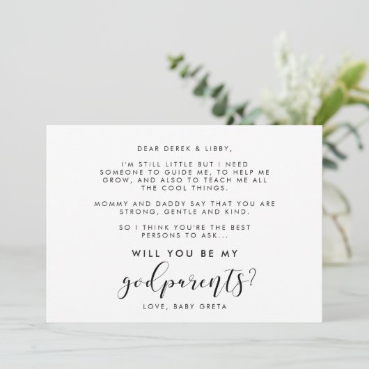 Elegant calligraphy Godparent proposal card Kaart (Staand voorkant)