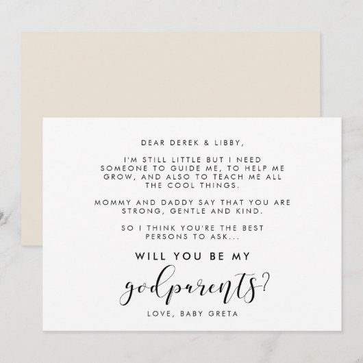 Elegant calligraphy Godparent proposal card Kaart (Voorkant / Achterkant)