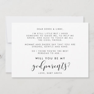 Elegant calligraphy Godparent proposal card Kaart